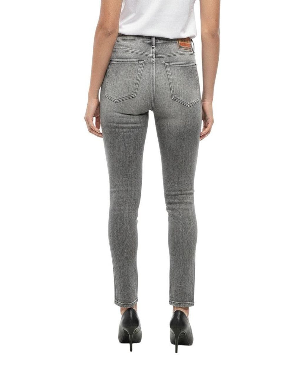 DIESEL Gray Mid Rise Skinny Fit Jeans