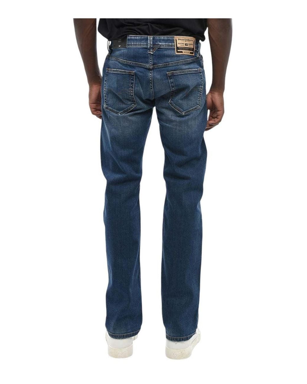 DIESEL Blue Straight Mid Rise Jeans for men