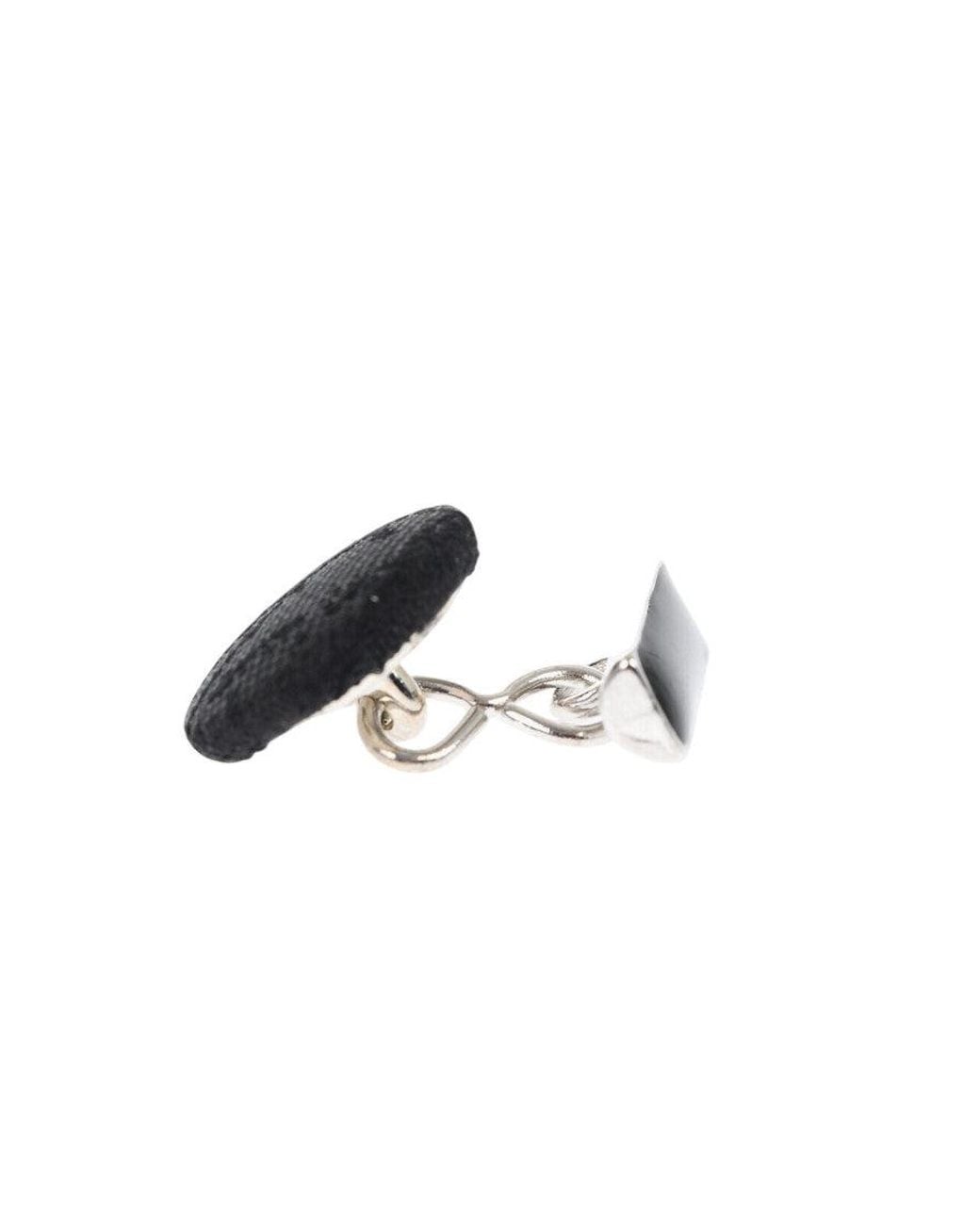Corneliani Black Embroidered Cufflinks for men