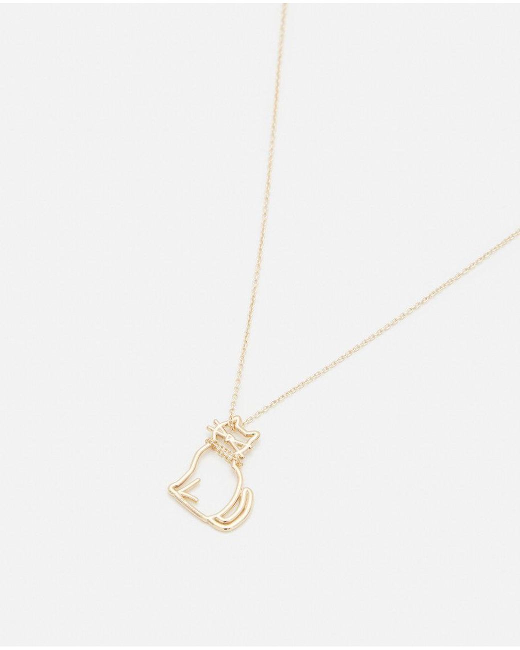 Alita White Golden Cat Pendant Necklace