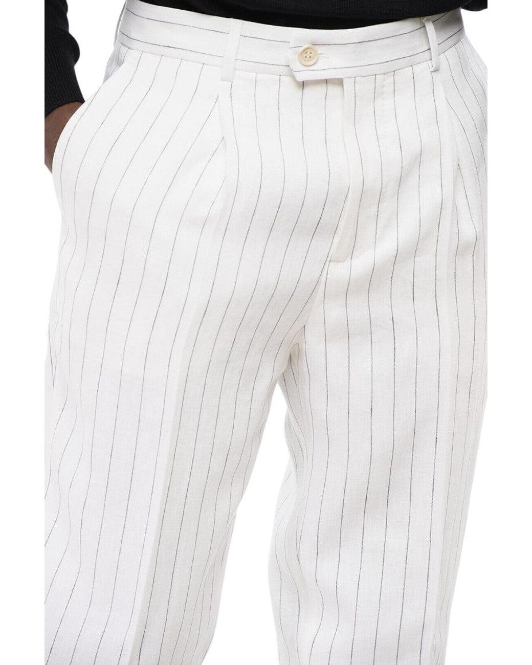 Brunello Cucinelli Black Tailored Stripes Pants for men