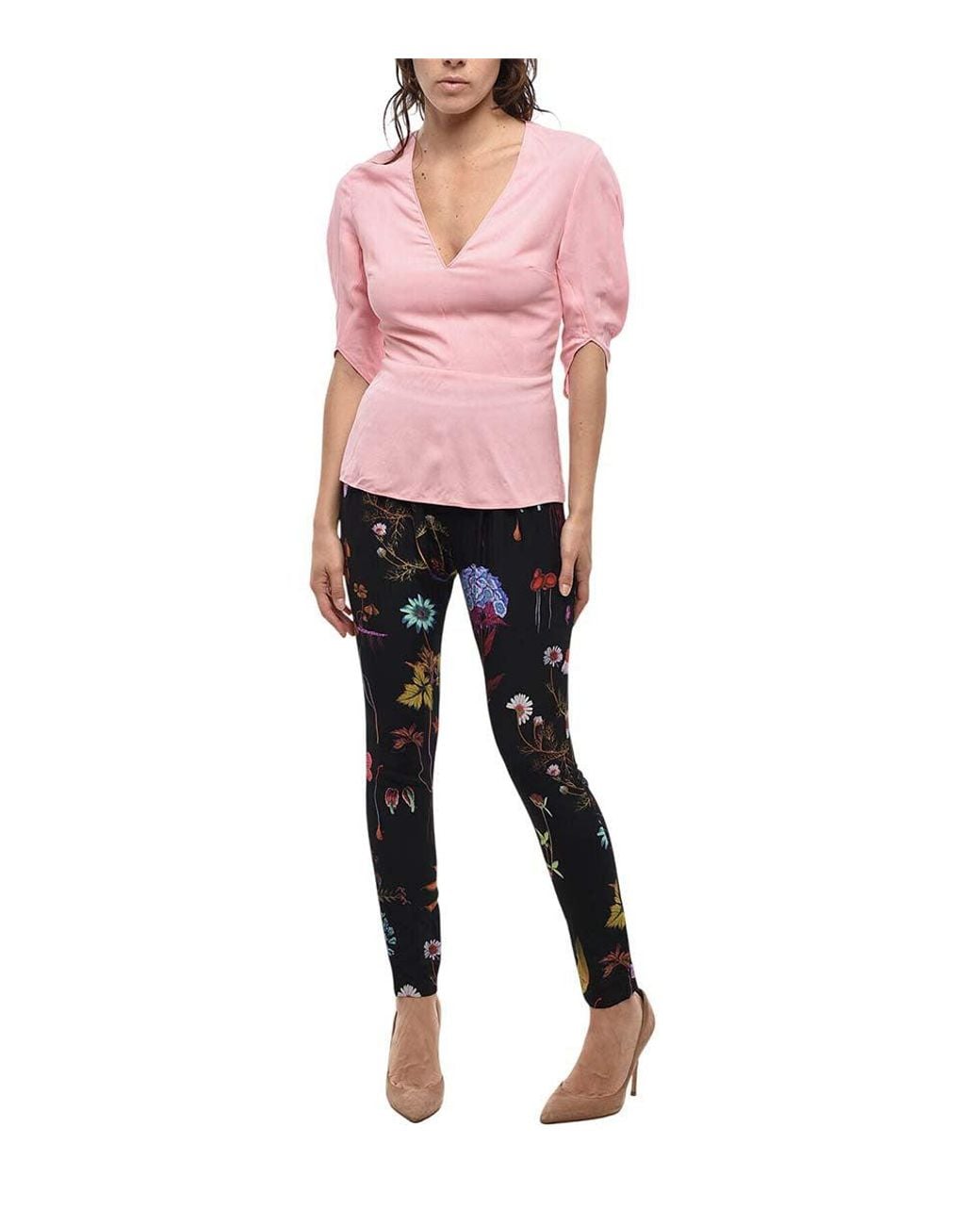Stella McCartney Pink Solid V Neck Top