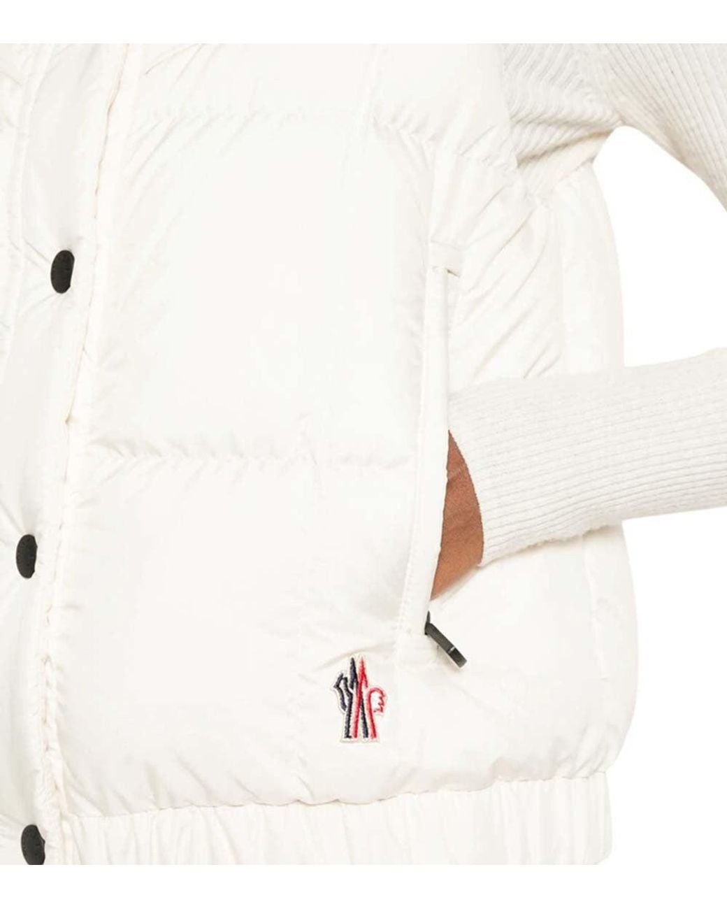 Moncler White Quilted Mock Collar Jacket