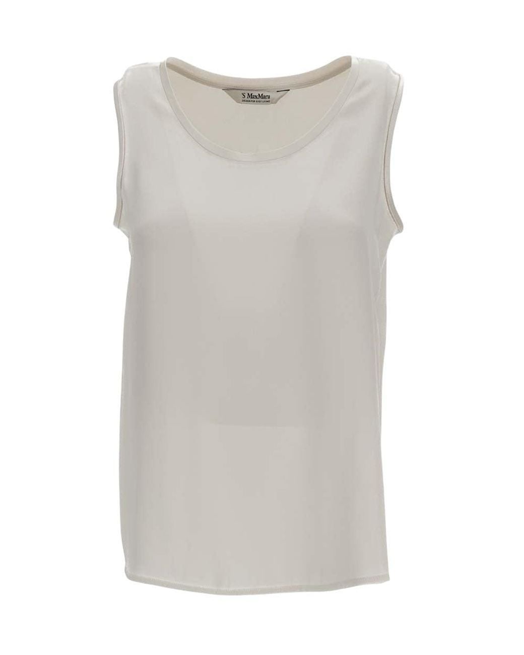Max Mara Gray Solid Scoop Neck Top