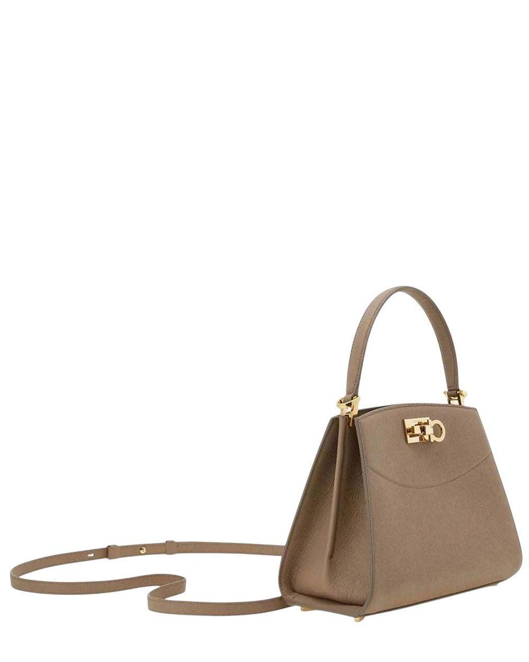 Ferragamo Brown Taupe Studio Xs Satchel