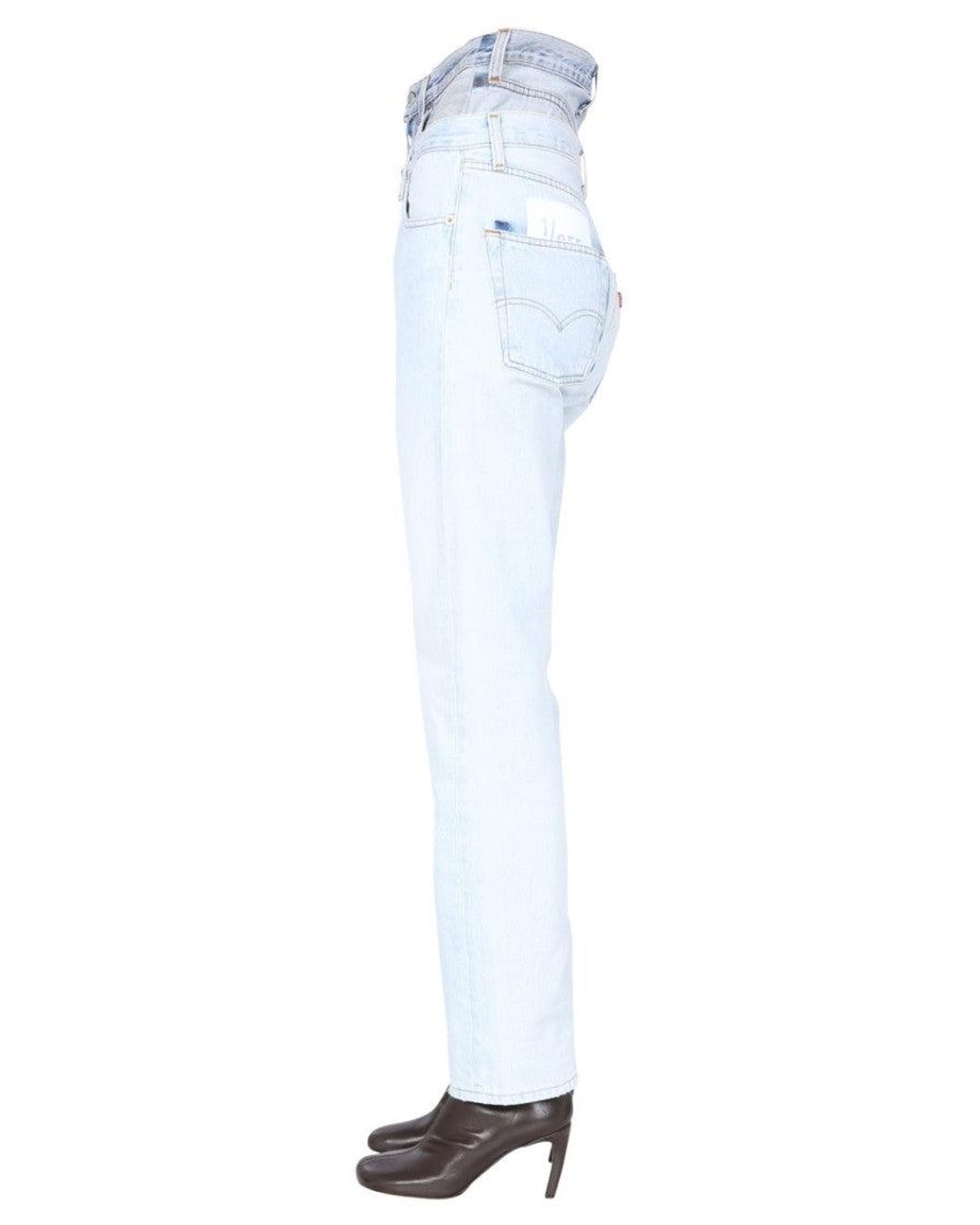 1/OFF Blue Denim Straight High Rise Jeans