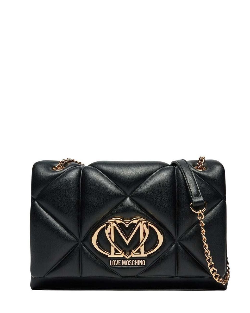 Love Moschino Black Heart Logo Medium Shoulder Bag