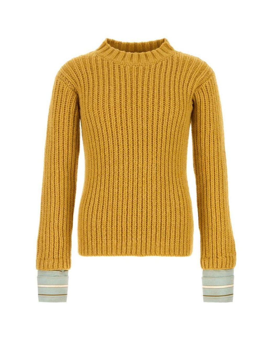Prada Yellow Crew Neck Sweater for men