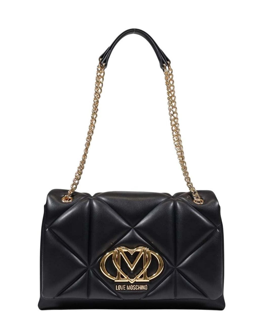 Love Moschino Black Heart Logo Medium Shoulder Bag