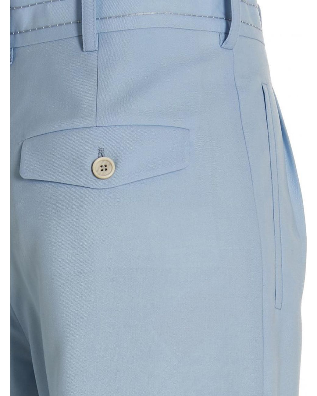 Marni Blue Front Pleat Wool Trousers