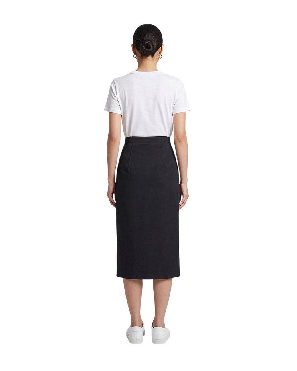 Bottega Veneta Black Solid Midi Skirt