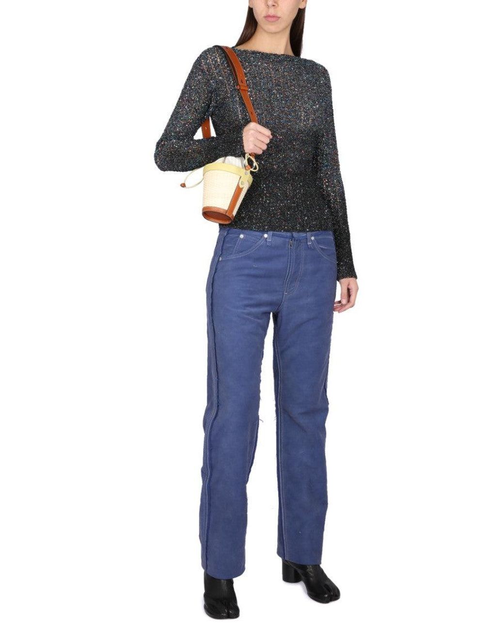 Maison Margiela Black Embellished Boat Neck Sweater