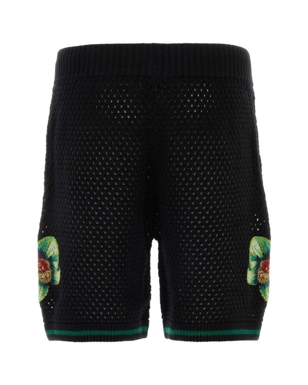 Casablanca Black Embroidered Shorts for men