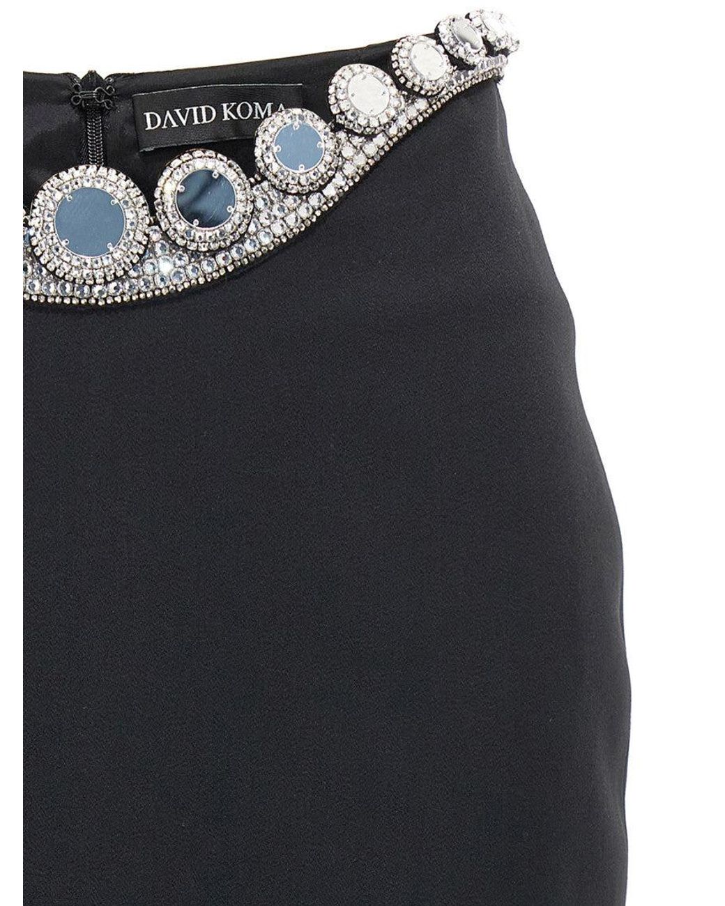 David Koma Black 'Puffer Circle Embroidery' Skirt