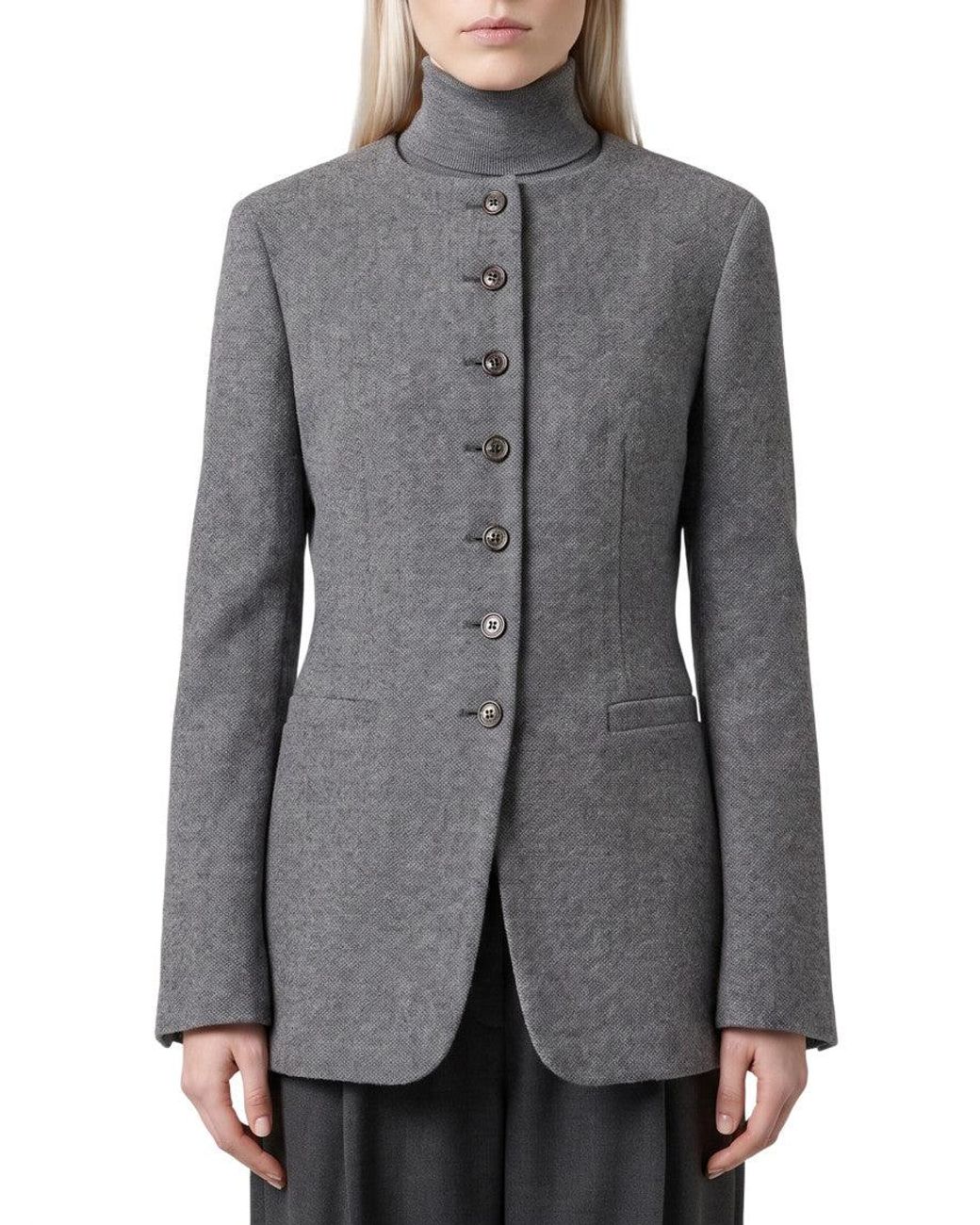 Max Mara Gray Dark Crew Neck Falla Jacket