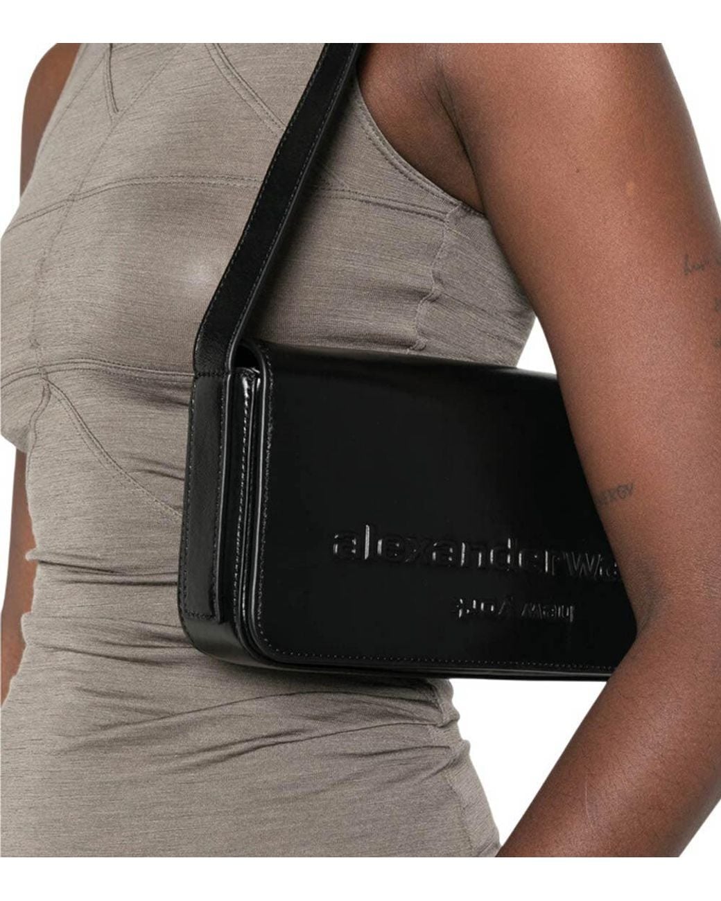 Alexander Wang Black Punch Flap Medium Shoulder Bag