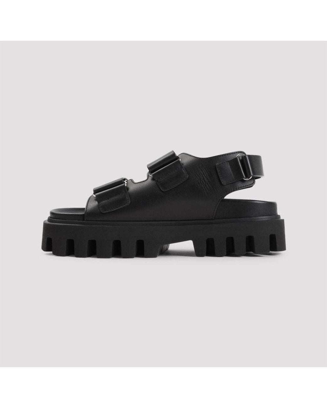 McQueen Black Leather Sandals