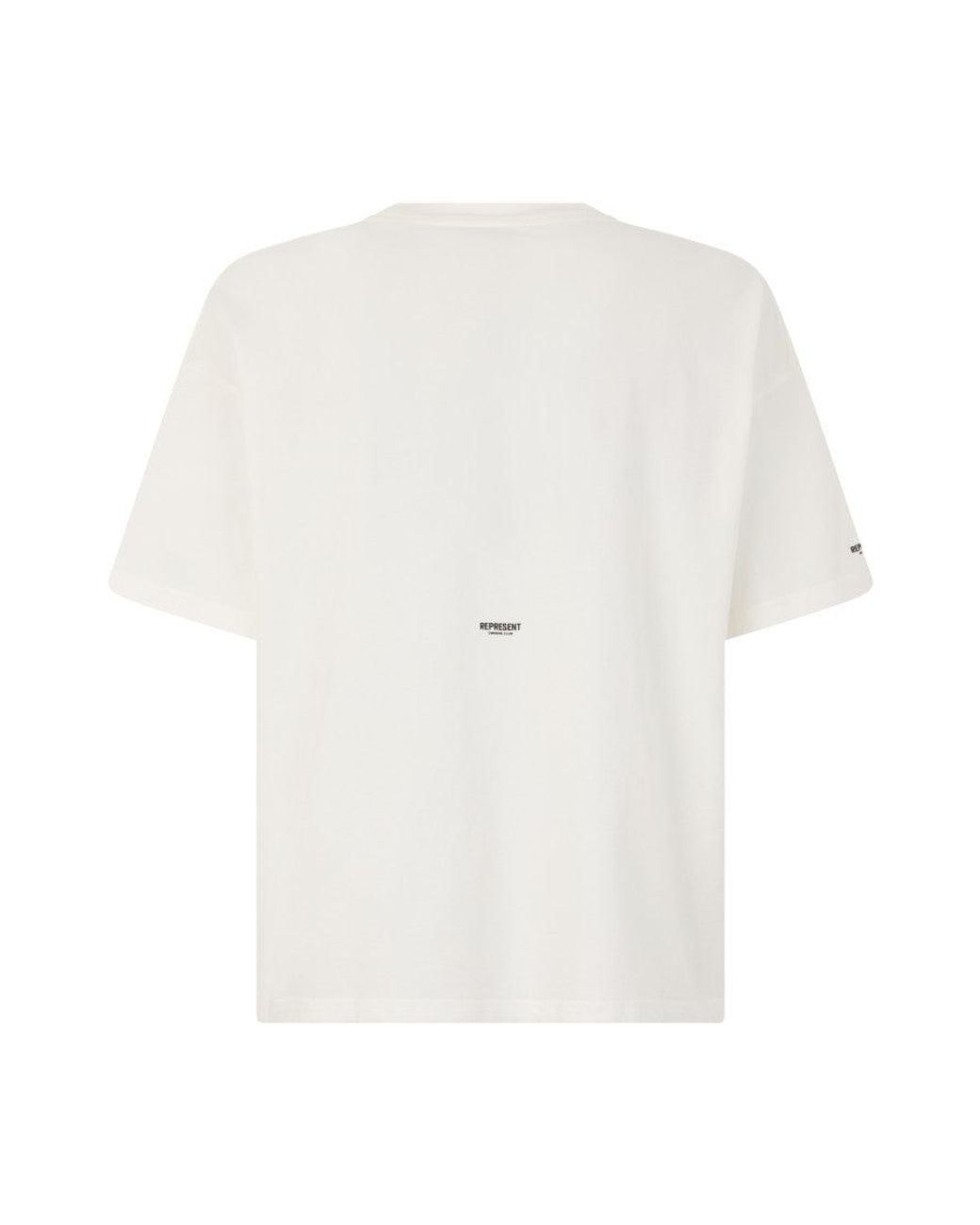 Represent White T-Shirt With Chest Logo Flat Cotton T-Shirts for men
