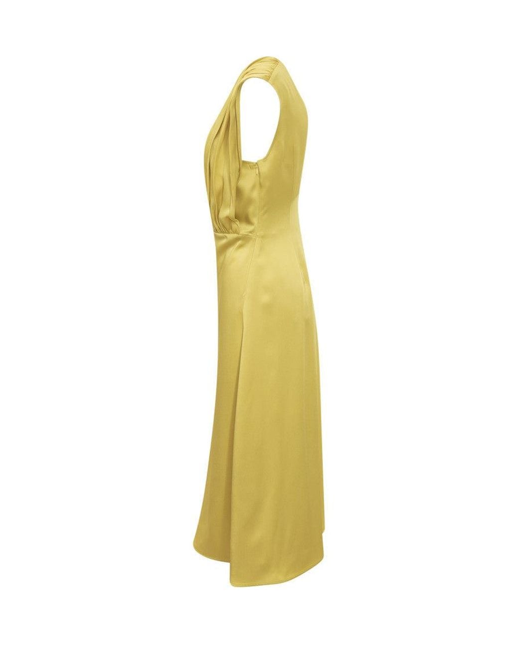 Jil Sander Yellow Round Neck Midi Dress