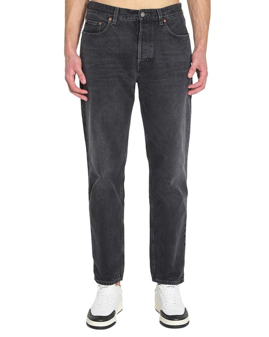 Saint Laurent Blue Straight Mid Rise Jeans for men