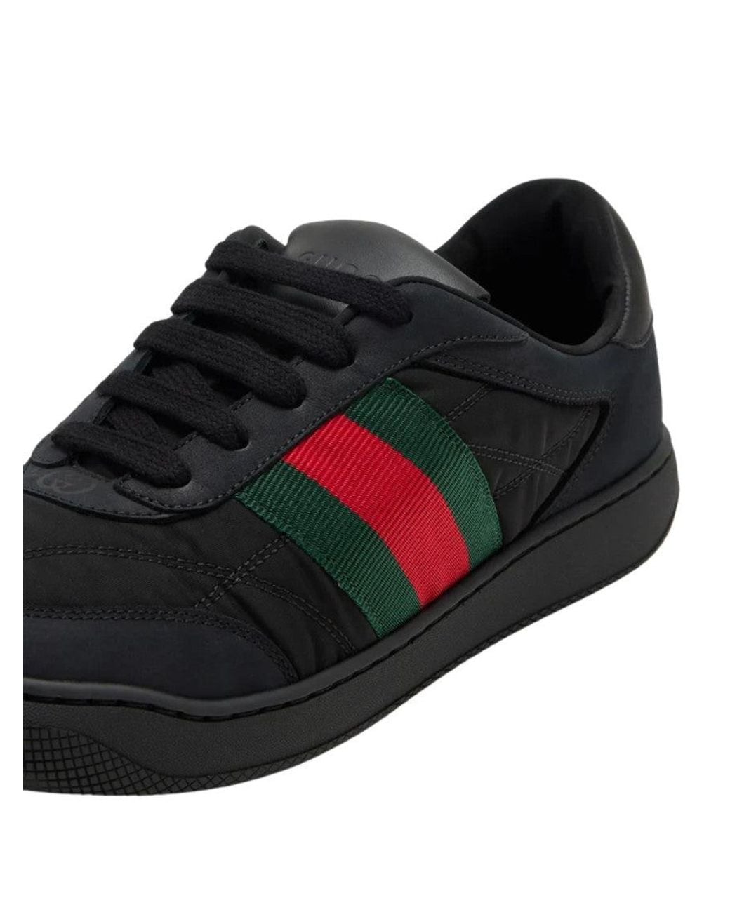 Gucci Black Stripes Screener Sneakers for men