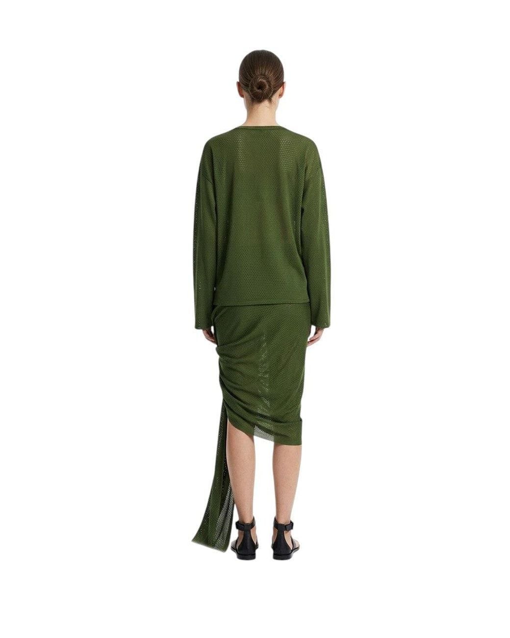 The Attico Green Dark V Neck Mini Dress