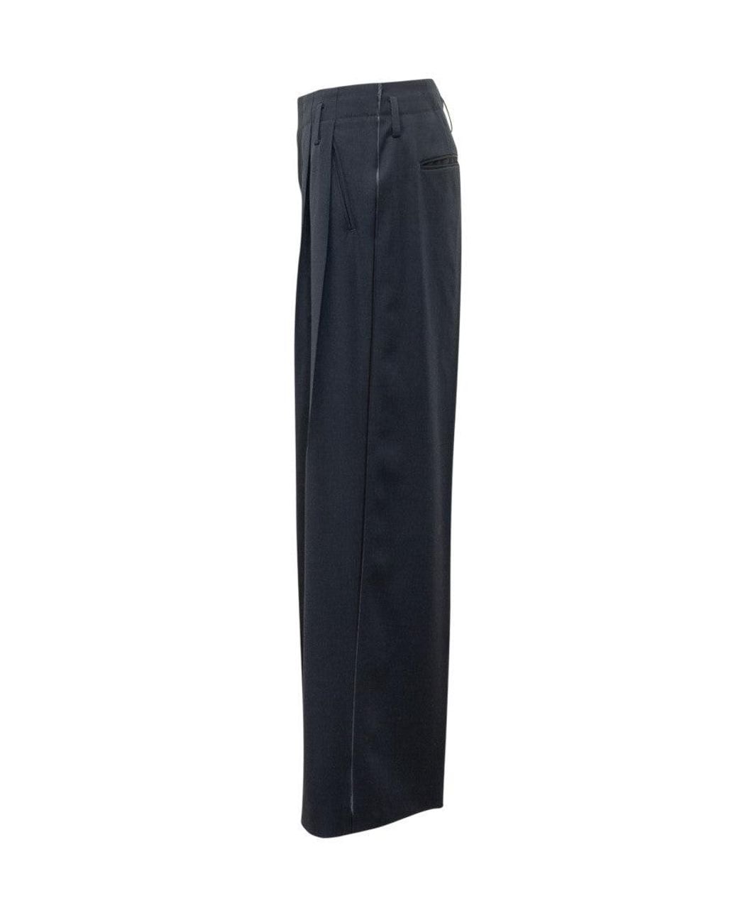 KENZO Blue Wide Leg Trousers With Front Pleat