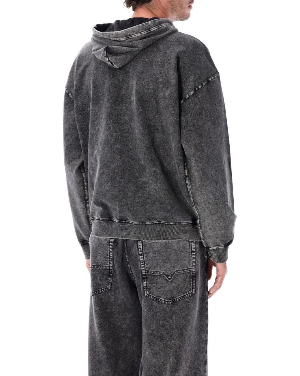 DIESEL Gray Dark Relaxed Hoodie for men
