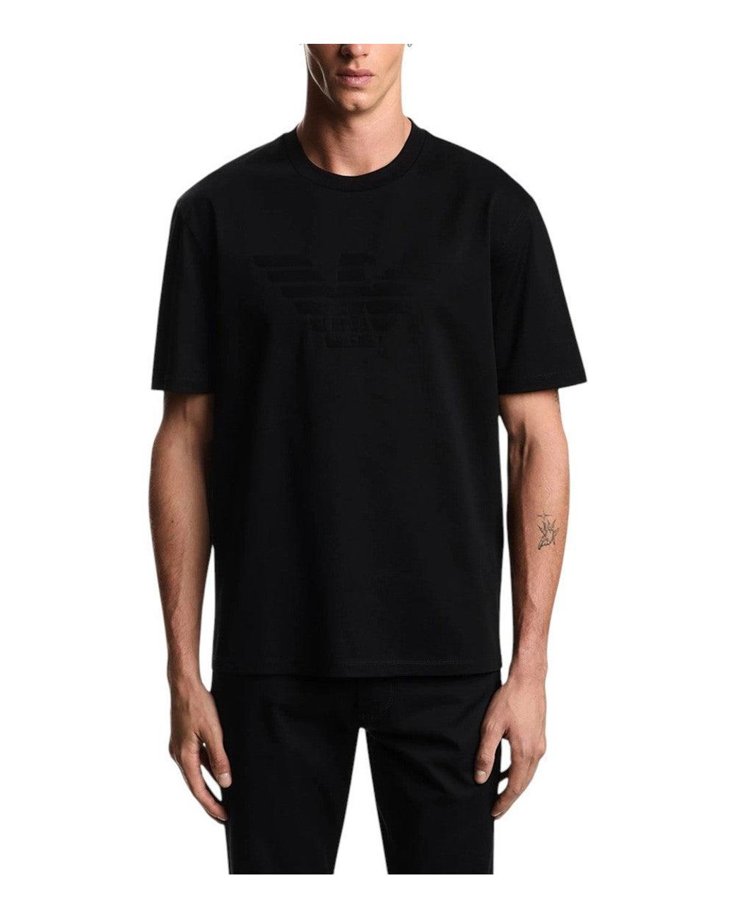 Emporio Armani Black Solid Crew Neck T-Shirt for men
