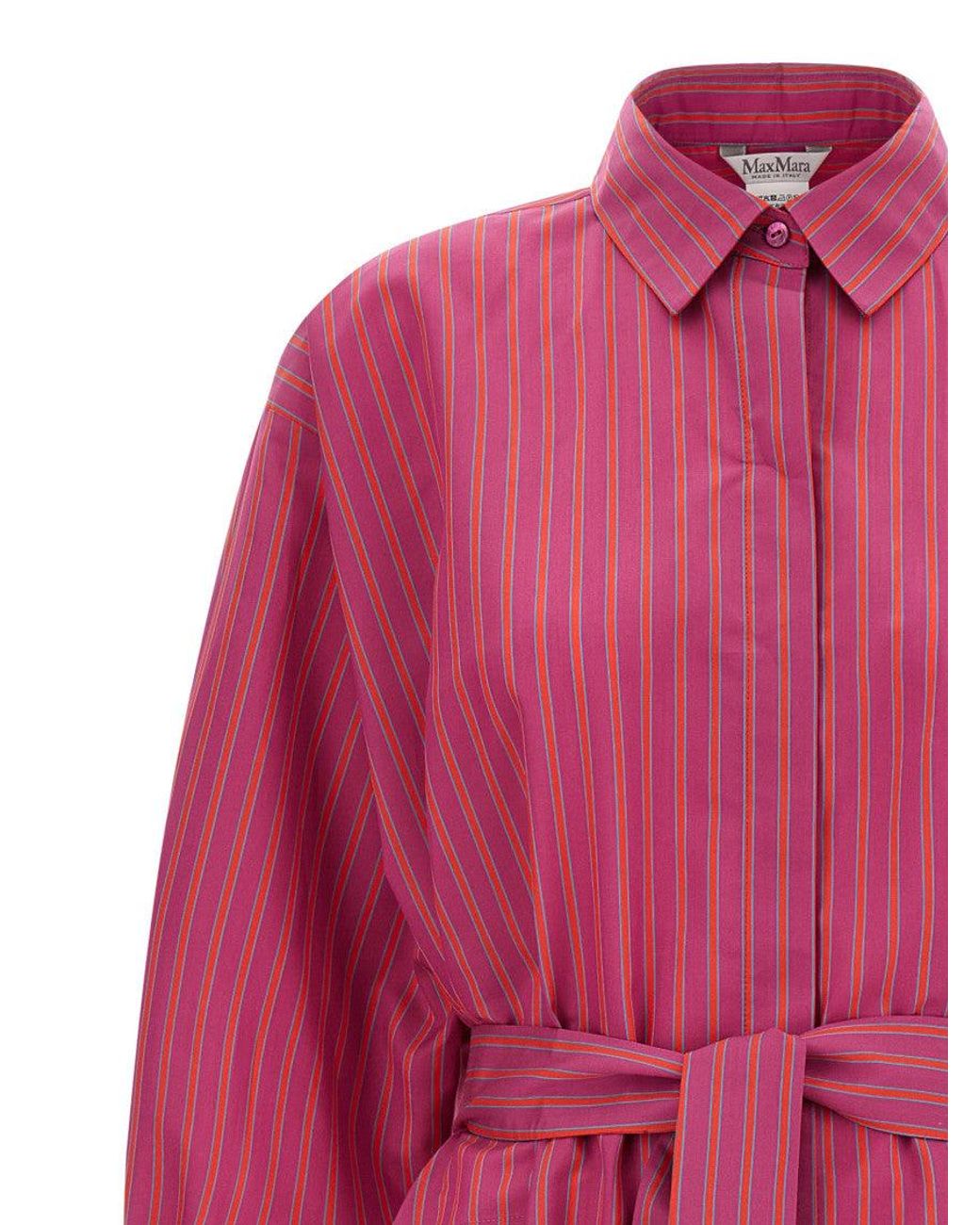 Max Mara Pink Stripes Belted Maxi Dress