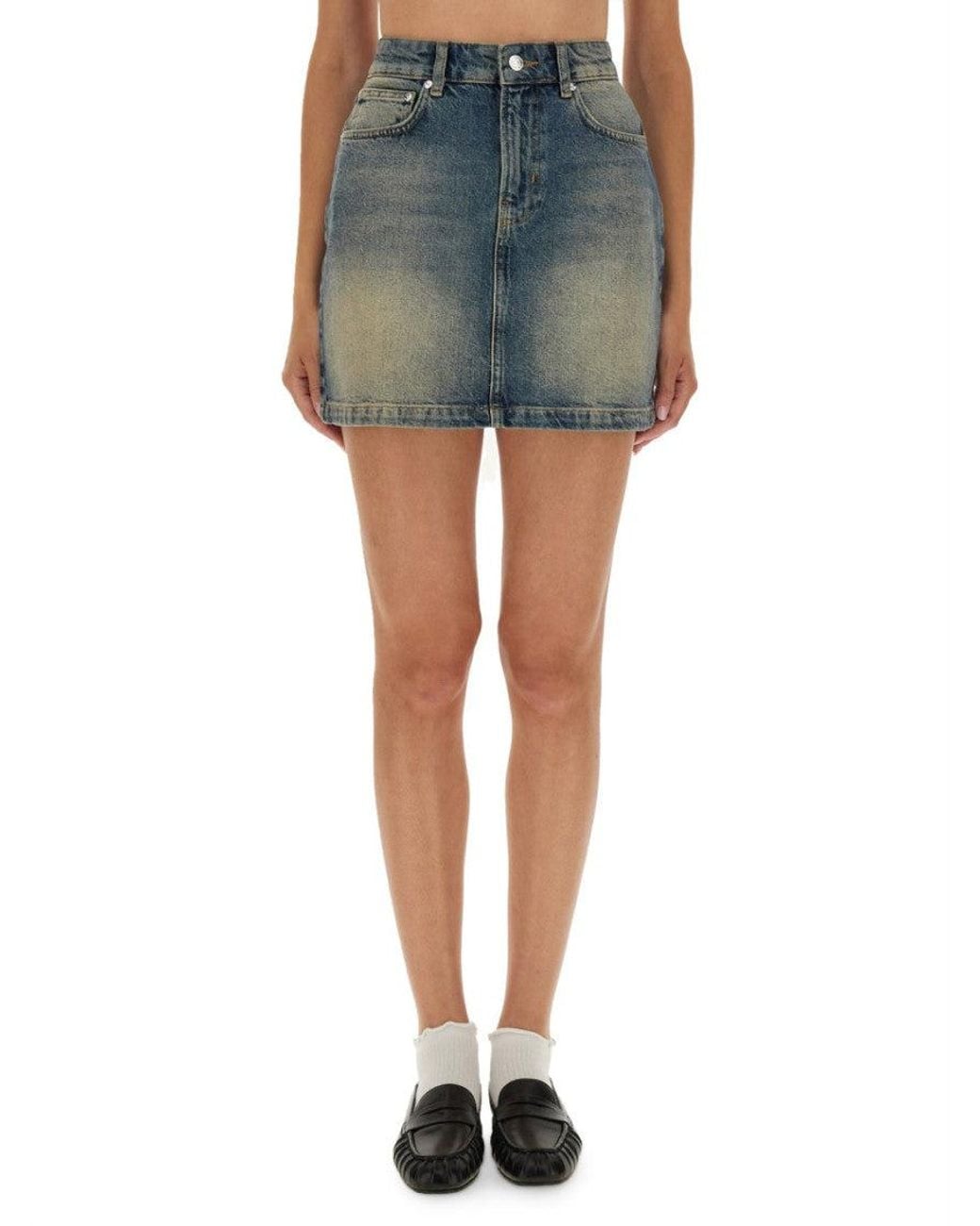 Moschino Blue Denim Solid Mini Skirt