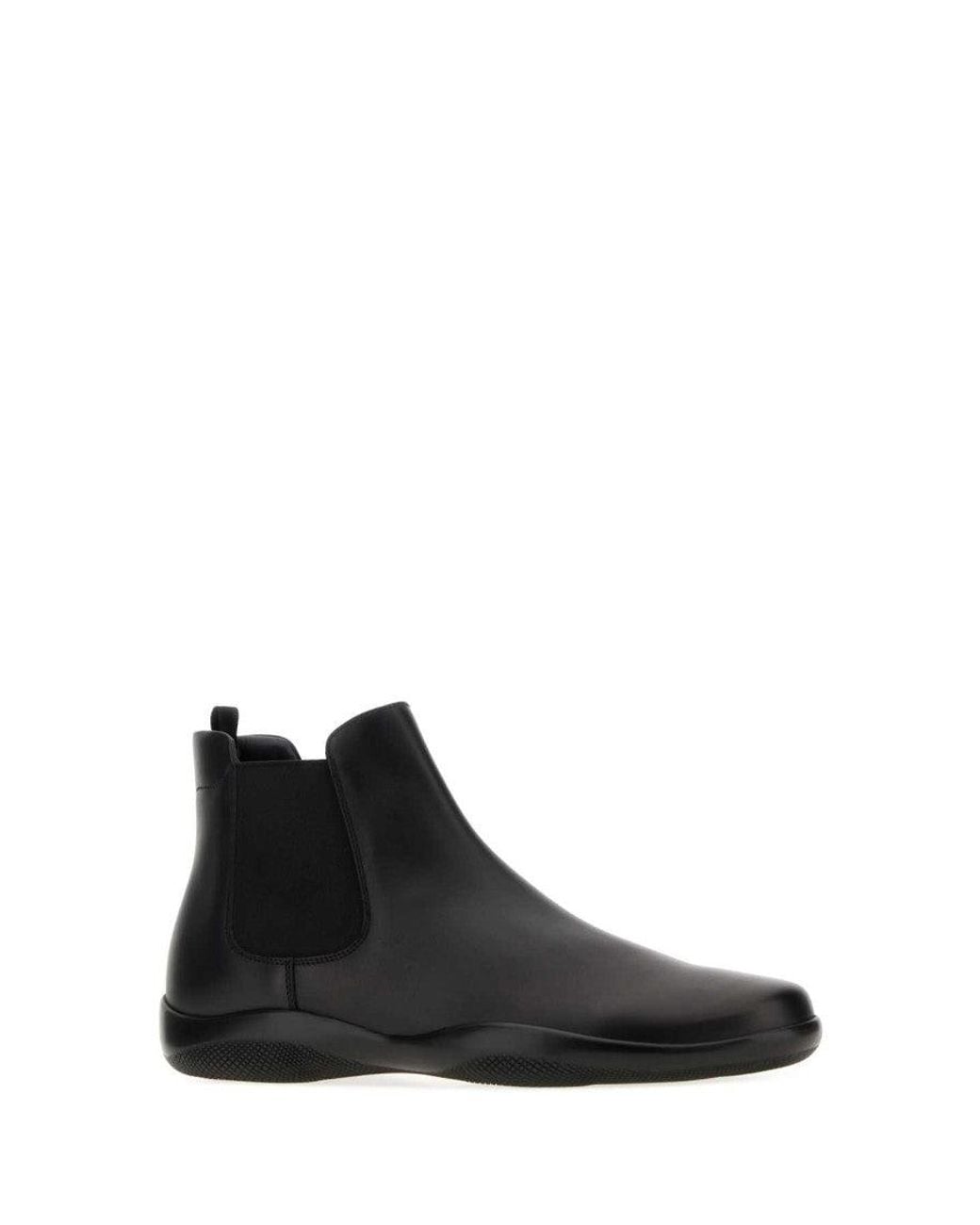 Prada Black Leather Ankle Boots for men