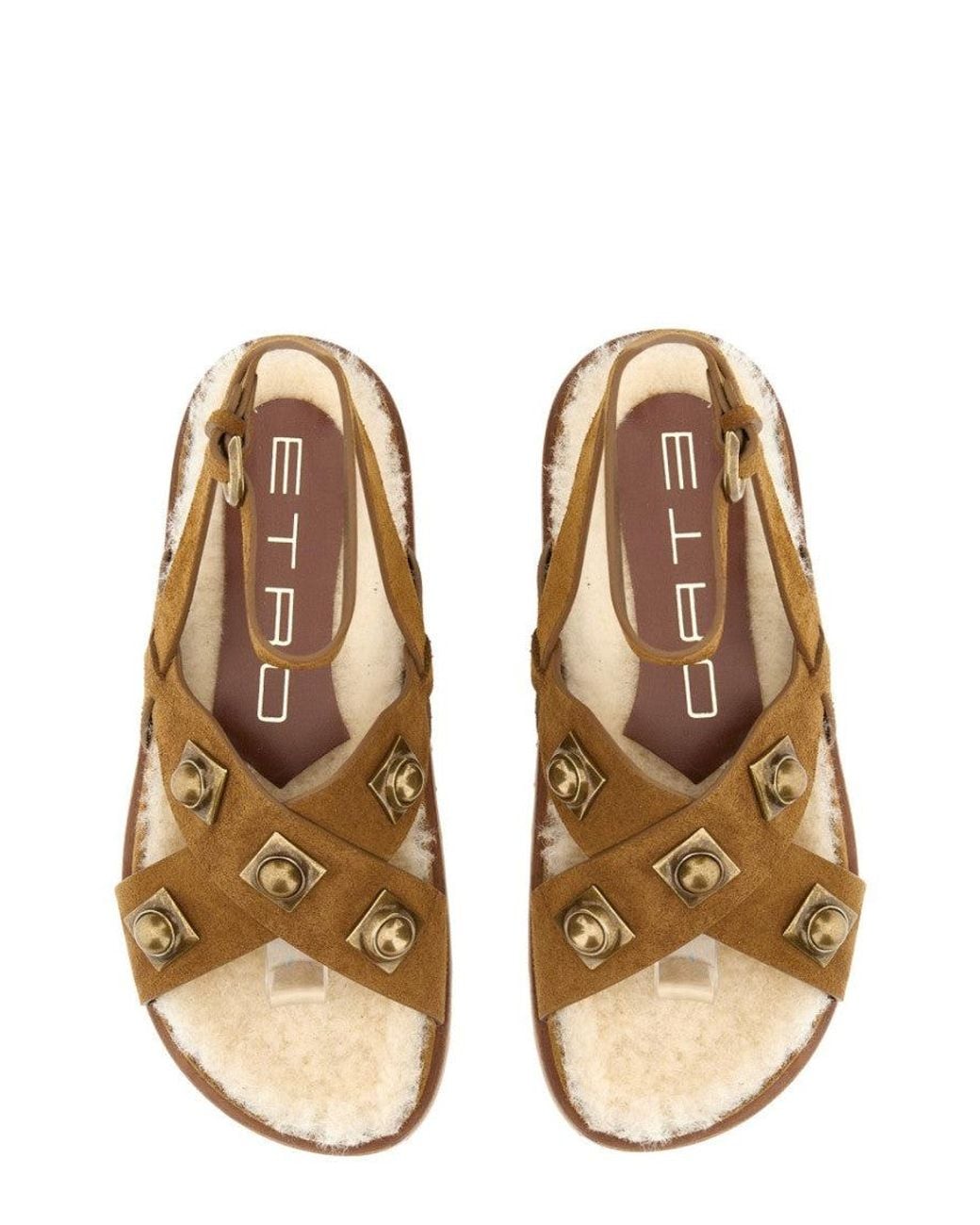 Etro Brown Suede Crown-Me Sandals