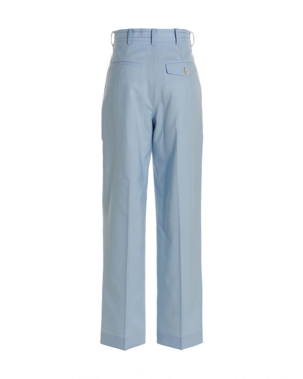 Marni Blue Front Pleat Wool Trousers