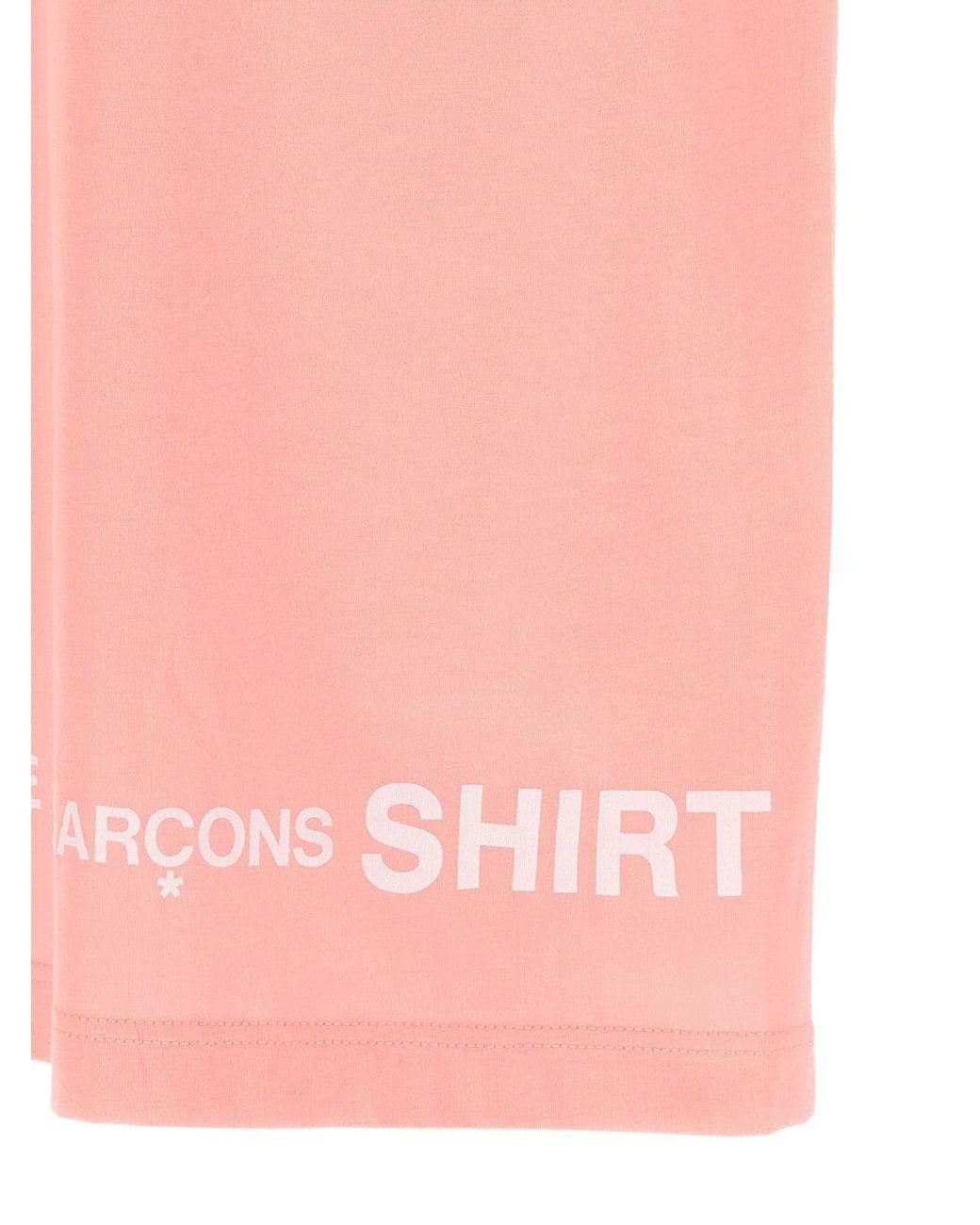Comme des Garçons Pink Logo Print T-Shirt for men