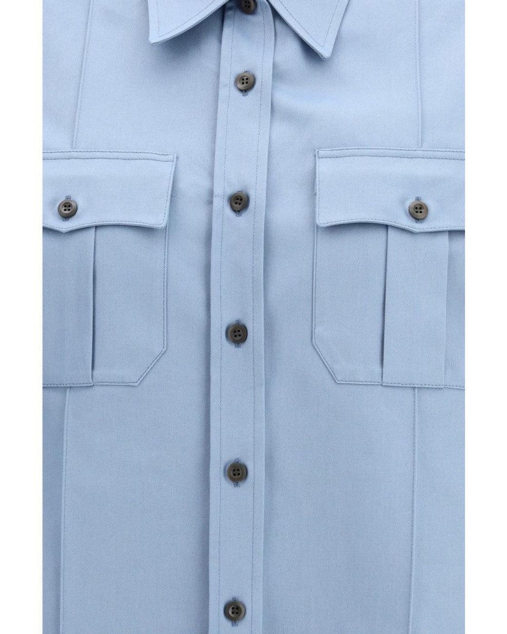 Prada Blue Light Regular Solid Shirt