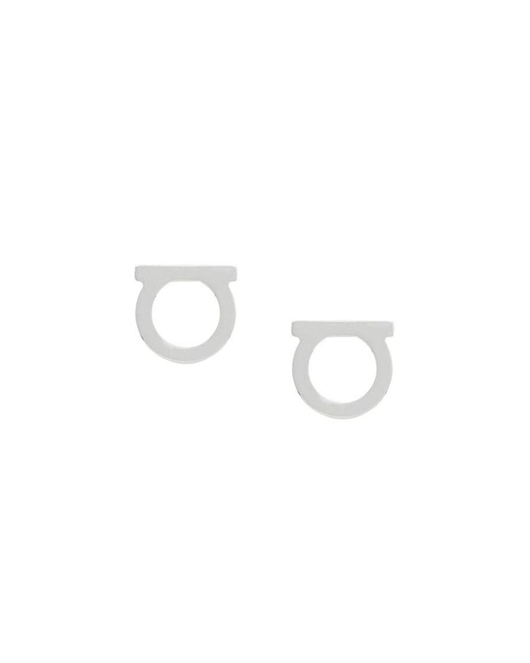 Ferragamo Metallic Gancini Logo Stud Earrings