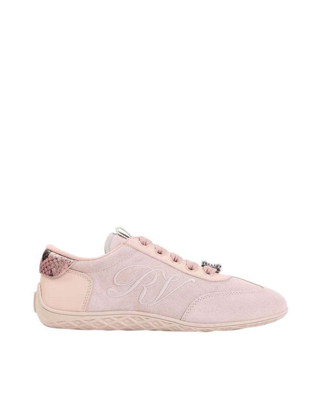 Roger Vivier Pink Embroidered Low Sneakers