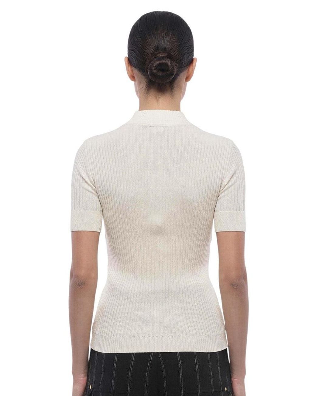 Stella McCartney White Knitted Mock Collar Sweater