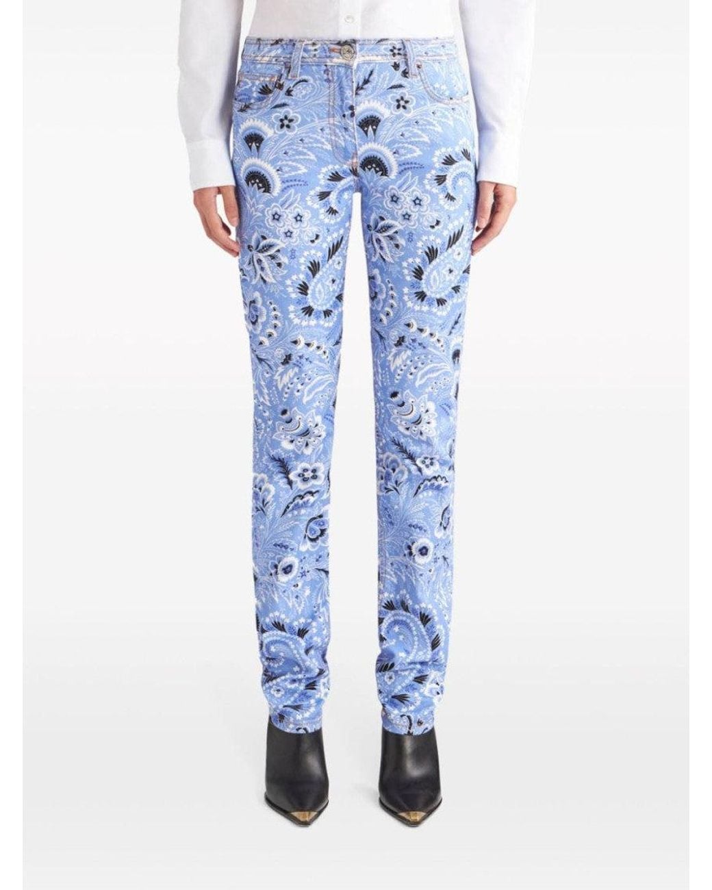 Etro Blue Sky Printed Denim Jeans