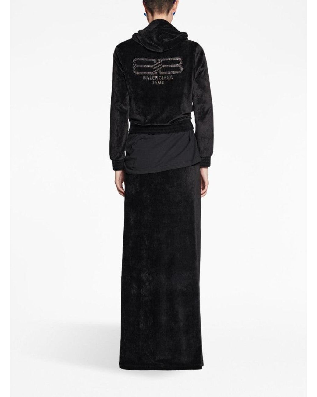 Balenciaga Black Velvet Maxi Skirt