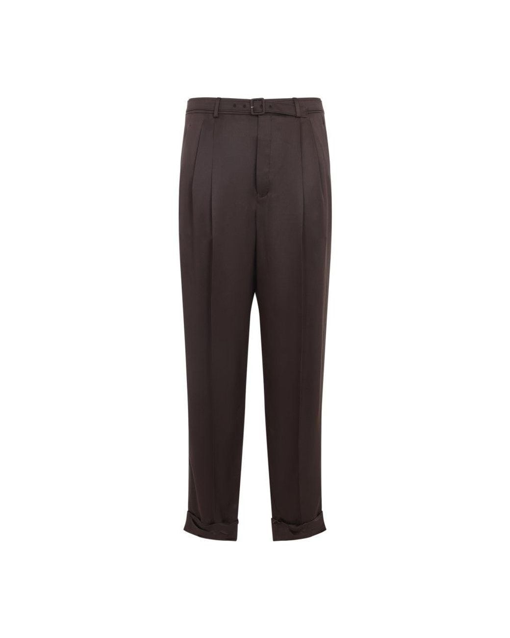 Saint Laurent Brown Solid Pleated Pant for men