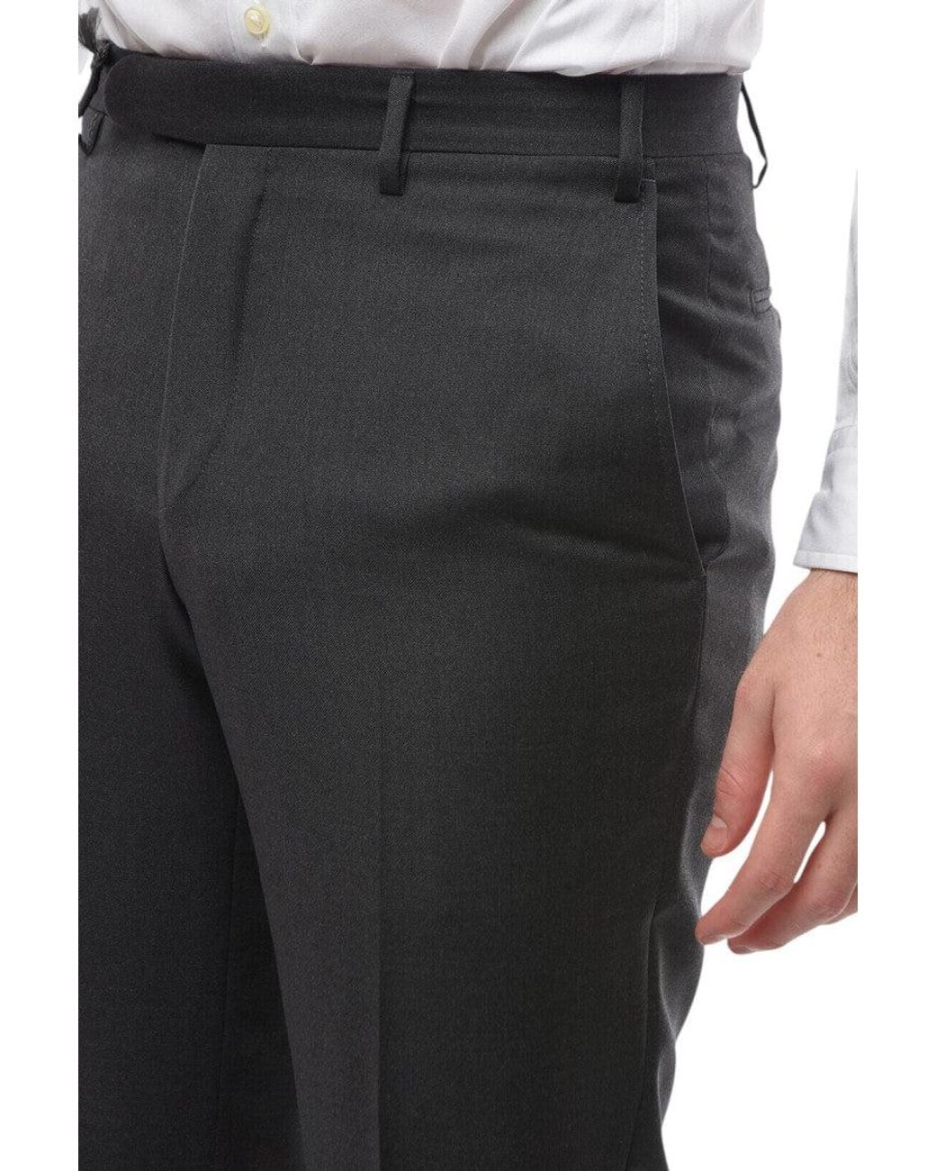 Corneliani Gray Flat Front Trousers for men