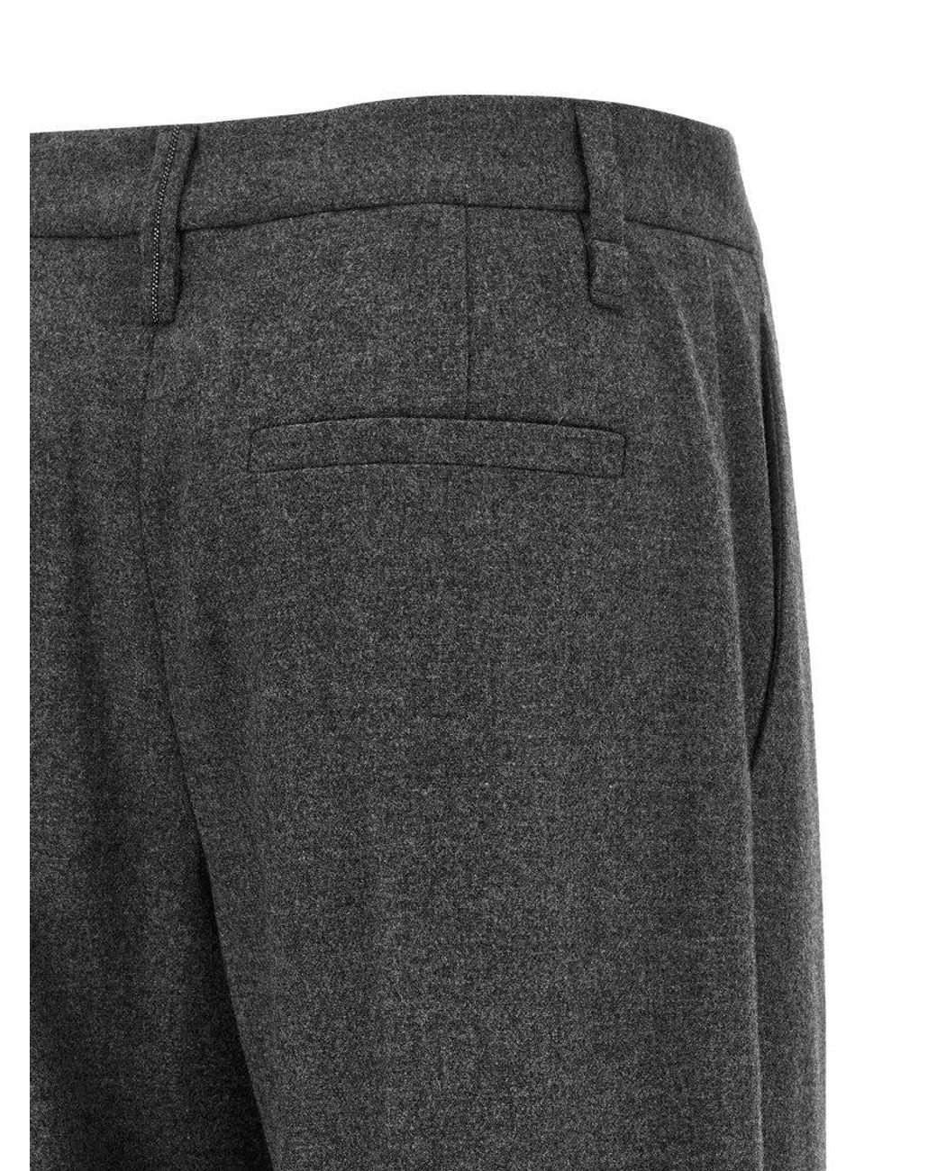 Brunello Cucinelli Gray Relaxed Flat Front Pants