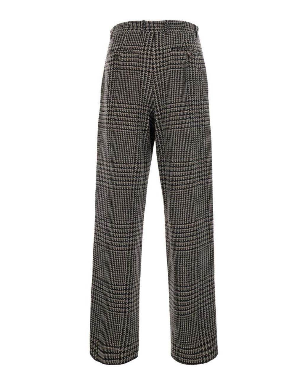 Emporio Armani Gray Regular Houndstooth Trousers for men