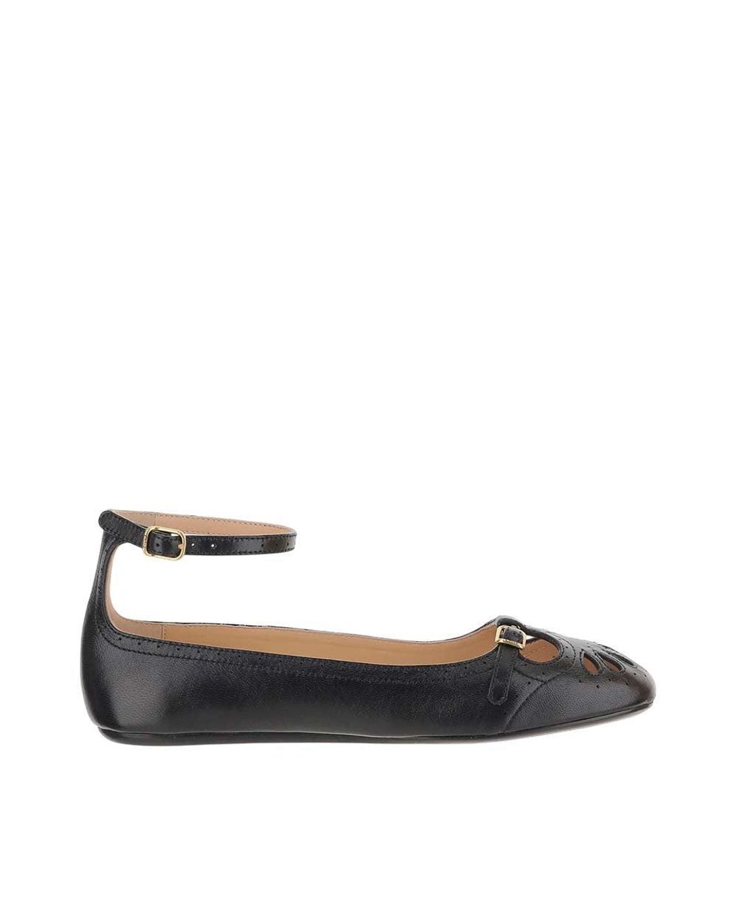 Chloé Black Perforated Ballet Flats