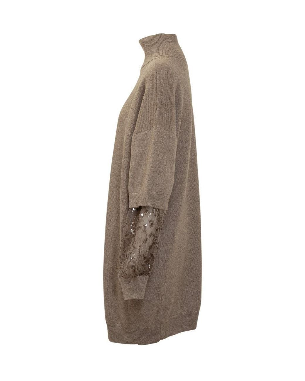 Brunello Cucinelli Natural Cashmere Sweater Mini Dress