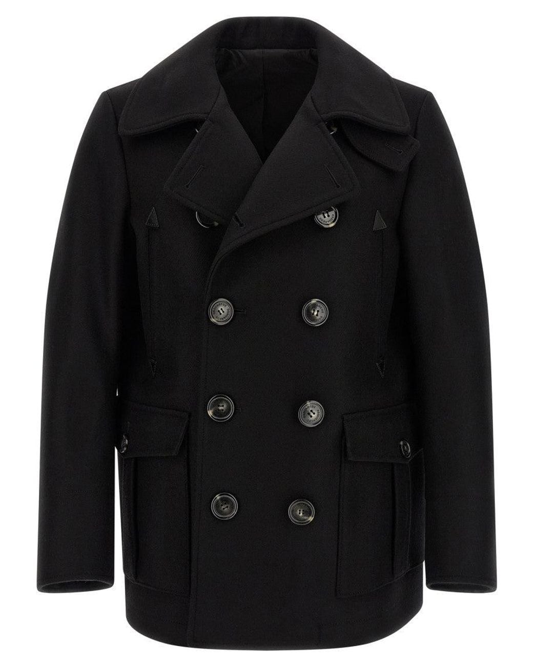DSquared² Black Double Breasted Coat for men