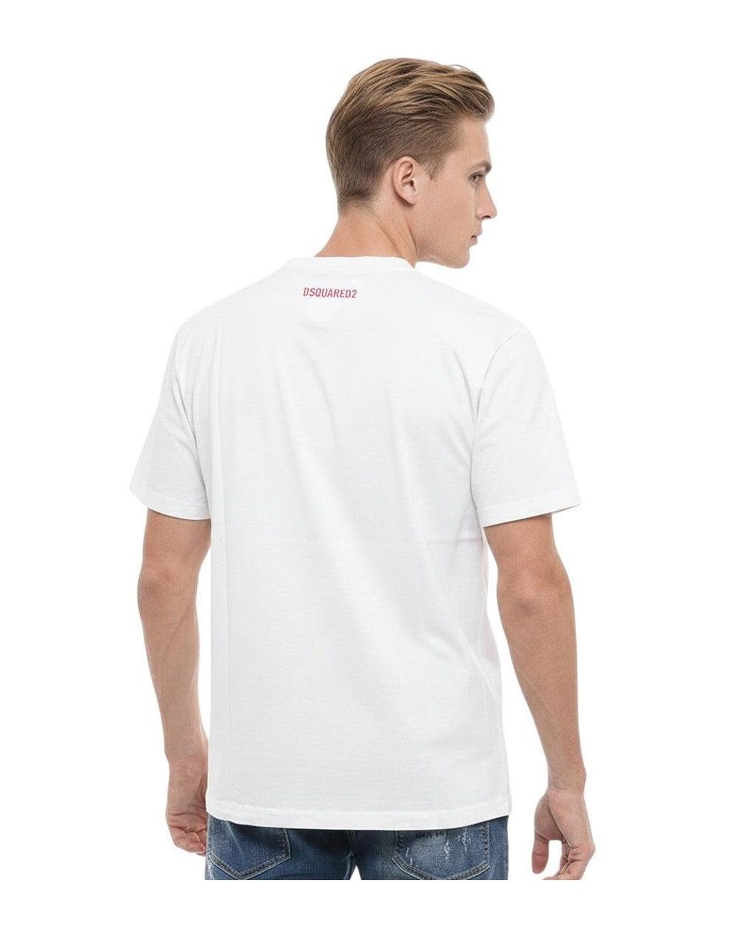 DSquared² White Printed Crew Neck T-Shirt for men