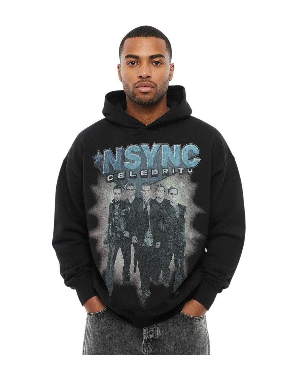 1989 STUDIO Black Relaxed Graphic Hoodie for men